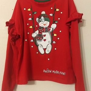 Holiday Time Girls Red Christmas Shirt Sz 7/8